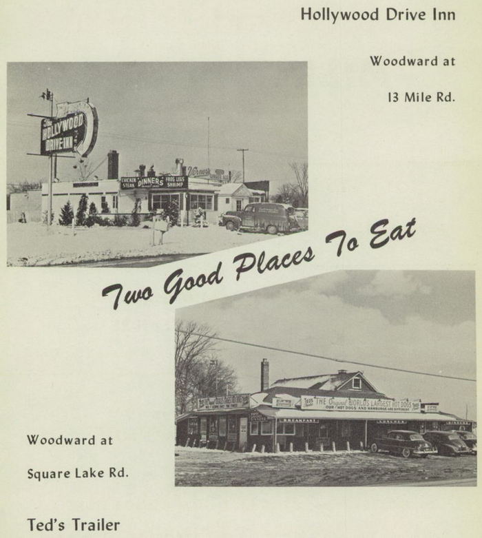 Teds Hollywood Drive Inn - Vintage Yearbook Add Early 1950S (newer photo)